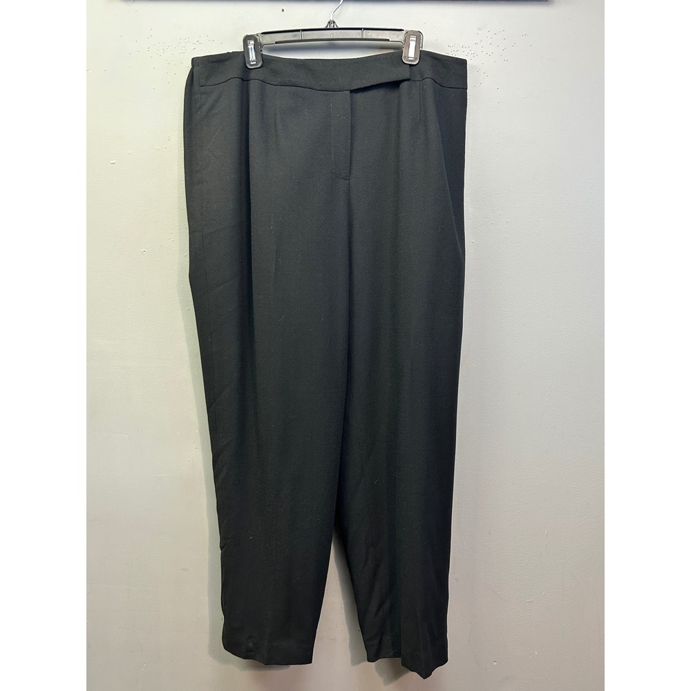 Talbots Dress Pants Women 18W Black Wool Crepe Straight Leg Career Trousers
